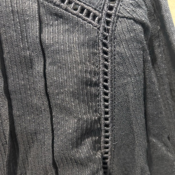 Quince 100% Organic Cotton Peasant Blouse Top Shirt Long Sleeve Navy NWT S - Picture 6 of 8